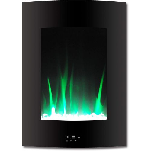  CAMBRIDGE 19.5 in. Vertical White with Multi-Color Flame and Crystal Display, CAMBR19VWMEF-1BLK Electric Fireplace, Black