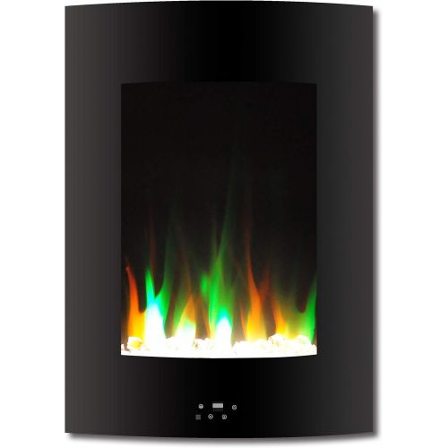  CAMBRIDGE 19.5 in. Vertical White with Multi-Color Flame and Crystal Display, CAMBR19VWMEF-1BLK Electric Fireplace, Black