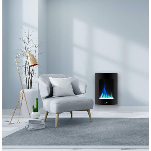  CAMBRIDGE 19.5 in. Vertical White with Multi-Color Flame and Crystal Display, CAMBR19VWMEF-1BLK Electric Fireplace, Black