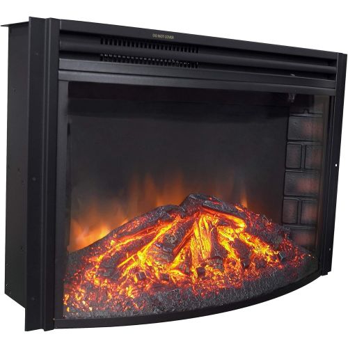  CAMBRIDGE 25-in. Freestanding 5116 BTU Electric Ventless Curved Heater Insert with Remote Control, CAM25CINS-1BLK Fireplace, Black