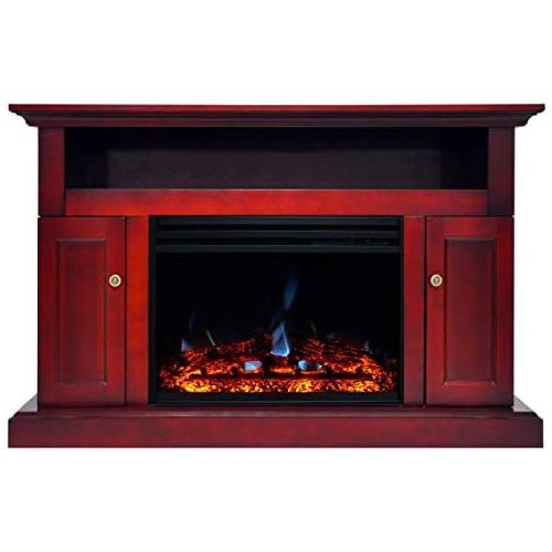  CAMBRIDGE Sorrento Heater with 47-in. Cherry TV Stand, Enhanced Log Display, Multi-Color Flames and a Remote Control, CAM5021-2CHRLG3 Electric Fireplace