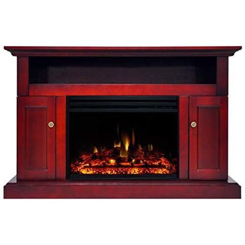  CAMBRIDGE Sorrento Heater with 47-in. Cherry TV Stand, Enhanced Log Display, Multi-Color Flames and a Remote Control, CAM5021-2CHRLG3 Electric Fireplace