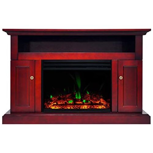  CAMBRIDGE Sorrento Heater with 47-in. Cherry TV Stand, Enhanced Log Display, Multi-Color Flames and a Remote Control, CAM5021-2CHRLG3 Electric Fireplace