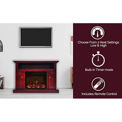  CAMBRIDGE Sorrento Heater with 47-in. Cherry TV Stand, Enhanced Log Display, Multi-Color Flames and a Remote Control, CAM5021-2CHRLG3 Electric Fireplace