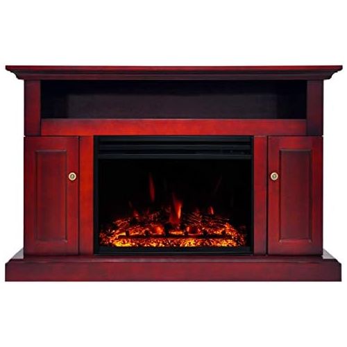  CAMBRIDGE Sorrento Heater with 47-in. Cherry TV Stand, Enhanced Log Display, Multi-Color Flames and a Remote Control, CAM5021-2CHRLG3 Electric Fireplace