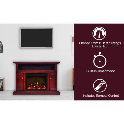  CAMBRIDGE Sorrento Heater with 47-in. Cherry TV Stand, Enhanced Log Display, Multi-Color Flames and a Remote Control, CAM5021-2CHRLG3 Electric Fireplace