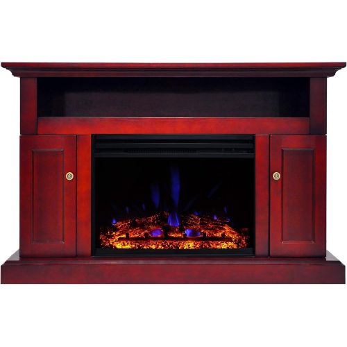  CAMBRIDGE Sorrento Heater with 47-in. Cherry TV Stand, Enhanced Log Display, Multi-Color Flames and a Remote Control, CAM5021-2CHRLG3 Electric Fireplace