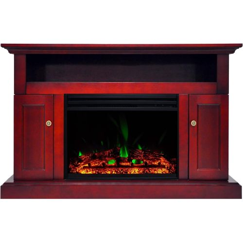  CAMBRIDGE Sorrento Heater with 47-in. Cherry TV Stand, Enhanced Log Display, Multi-Color Flames and a Remote Control, CAM5021-2CHRLG3 Electric Fireplace