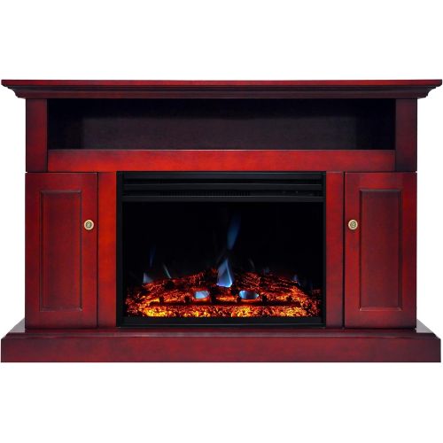  CAMBRIDGE Sorrento Heater with 47-in. Cherry TV Stand, Enhanced Log Display, Multi-Color Flames and a Remote Control, CAM5021-2CHRLG3 Electric Fireplace