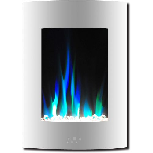  CAMBRIDGE 19.5 Curved Vertical Color Changing Wall Mount Crystal LED Display, Remote, CAMBR19VWMEF-1WHT Electric Fireplace, White