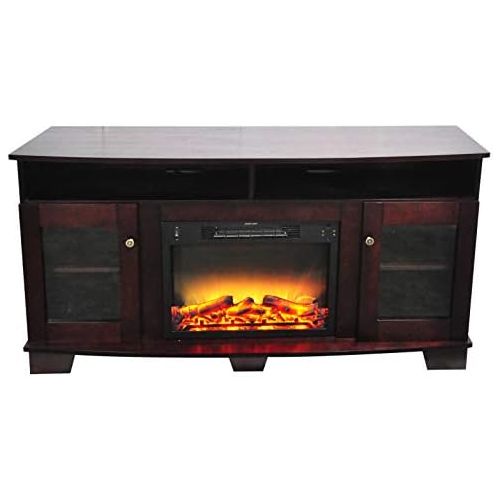  Cambridge CAM6022-1MAHLG2 Savona 59 In. Electric Fireplace in Mahogany with Entertainment Stand and Enhanced Log Display