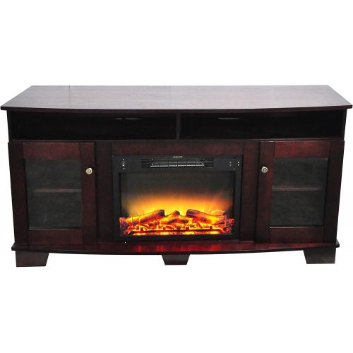  Cambridge CAM6022-1MAHLG2 Savona 59 In. Electric Fireplace in Mahogany with Entertainment Stand and Enhanced Log Display