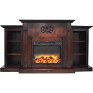 Cambridge CAM7233-1MAHLG2 Sanoma 72 In. Electric Fireplace in Mahogany with Built-in Bookshelves and an Enhanced Log Display