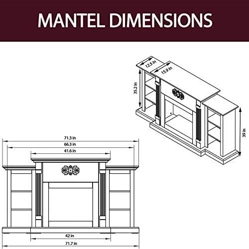  Cambridge CAM7233-1MAHLG2 Sanoma 72 In. Electric Fireplace in Mahogany with Built-in Bookshelves and an Enhanced Log Display