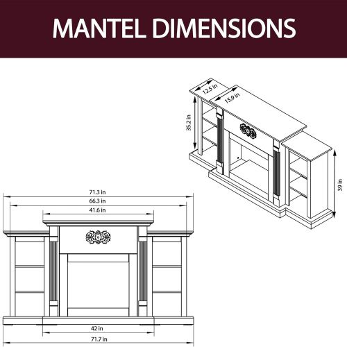  Cambridge CAM7233-1MAHLG2 Sanoma 72 In. Electric Fireplace in Mahogany with Built-in Bookshelves and an Enhanced Log Display