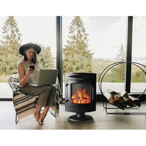  Cambridge CAM20FSEF-1BLK 1500W Freestanding Electric Fireplace with Log Display