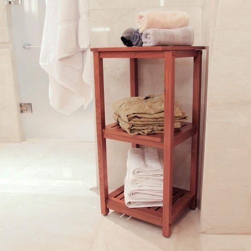  Cambridge-Casual AMZ-250376T Teak SpaShower Corner Shelf, Medium Brown