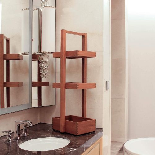  Cambridge-Casual AMZ-250376T Teak SpaShower Corner Shelf, Medium Brown