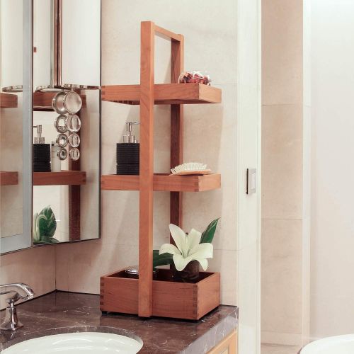  Cambridge-Casual AMZ-250376T Teak SpaShower Corner Shelf, Medium Brown