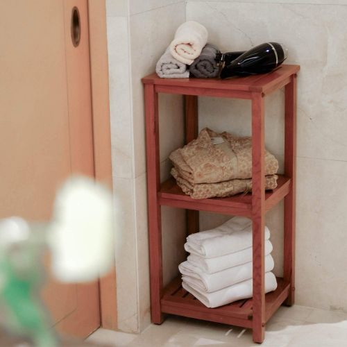  Cambridge-Casual AMZ-250376T Teak SpaShower Corner Shelf, Medium Brown