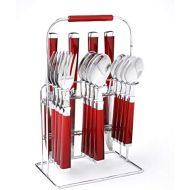 Cambridge Silversmiths Temptation Red 16 Piece Flatware Set Rack