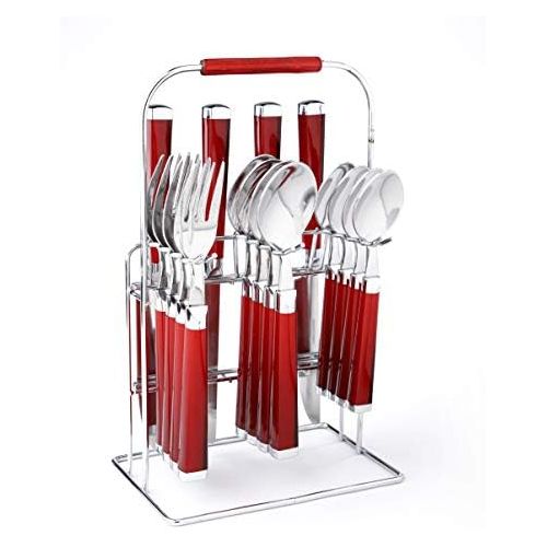  Cambridge Silversmiths Temptation Red 16 Piece Flatware Set Rack