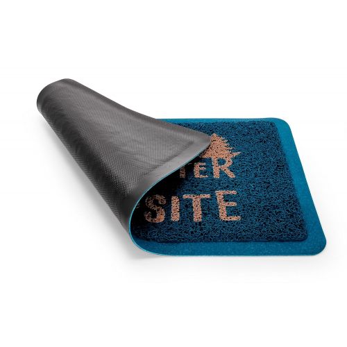  Camco 53201 Life Is Better at The Campsite Outdoor/Indoor Welcome Mat - Weather and Mildew Resistant, Traps Dirt and Liquid, Spongey Comfortable Feel (Blue)