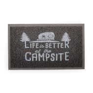 Camco 53200 Life Is Better at The Campsite Outdoor/Indoor Welcome Mat - Weather and Mildew Resistant, Traps Dirt and Liquid, Spongey Comfortable Feel (Gray)