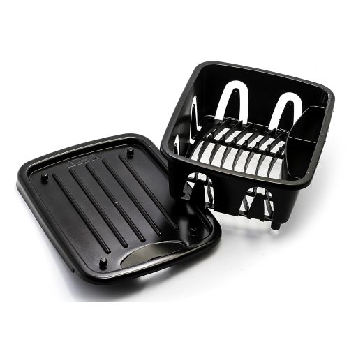  Camco Durable Mini Dish Drainer Rack and Tray Perfect for RV Sinks, Marine Sinks, and Compact Kitchen Sinks- Black (43512)