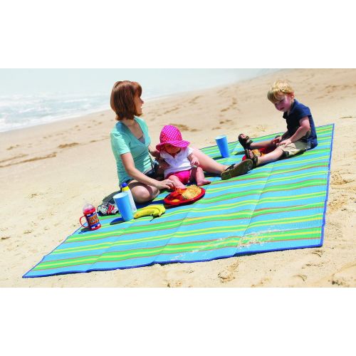  Camco Handy Mat with Strap, Perfect for Picnics, Beaches, RV and Outings, Weather-Proof and Mold/Mildew Resistant (Green/Turquoise - 60 x 78) (42806)