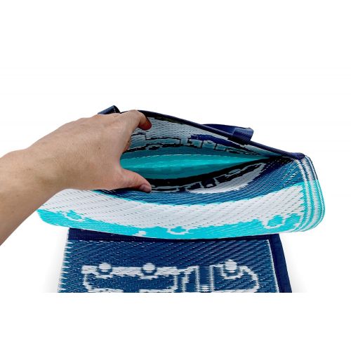  Camco Handy Mat with Strap, Perfect for Picnics, Beaches, RV and Outings, Weather-Proof and Mold/Mildew Resistant (Green/Turquoise - 60 x 78) (42806)