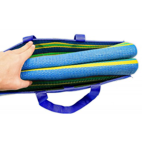  Camco Handy Mat with Strap, Perfect for Picnics, Beaches, RV and Outings, Weather-Proof and Mold/Mildew Resistant (Green/Turquoise - 60 x 78) (42806)