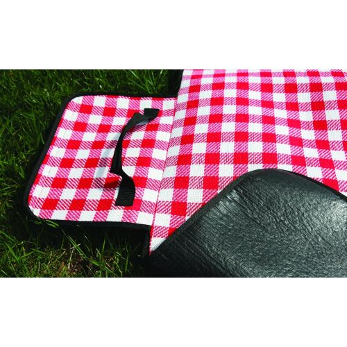  Camco Classic Red & White Checkered Picnic Blanket with Waterproof Backing - Includes Convenient Carry Strap|Comfortable and Durable Material|Measures 51 x 59 - (42803)