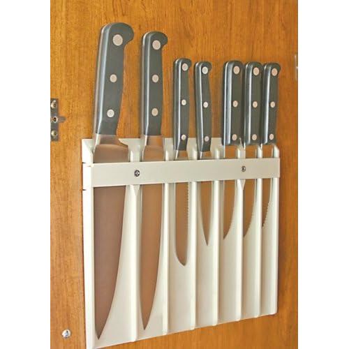  Camco Knife Safe - Securely Mounts on Wood or Metal Surfaces, Holds 7 Cooking and Carving Knives, Organize and Store Knives While Creating Space - (9 x 11) Beige (43583)