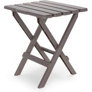 Camco 21049 51887 Taupe Large Adirondack Portable Outdoor Folding Side Table, Perfect for The Beach, Camping, Picnics, Cookouts & More, Weatherproof & Rust Resistant