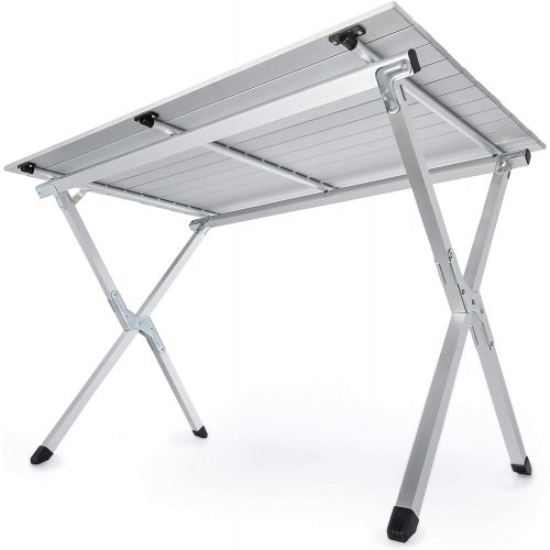  Camco Aluminum Roll-Up Campsite Table with Carrying Bag - Ideal for Tailgating, Camping, The Beach, Parties and More - Lightweight Design and Rust Resistant (51896)