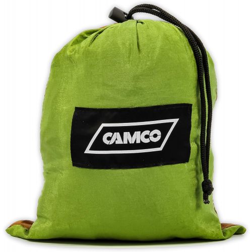  Camco Camping Hammock with Attached Storage Bag - Durable Comfortable Nylon Material, Supports 400 lbs, Perfect for Camping, Hiking, Beaches, Parks, Porches, Patios and Indoors - (