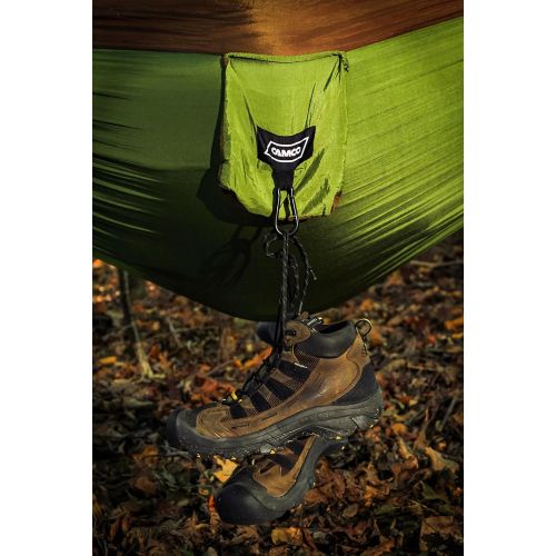  Camco Camping Hammock with Attached Storage Bag - Durable Comfortable Nylon Material, Supports 400 lbs, Perfect for Camping, Hiking, Beaches, Parks, Porches, Patios and Indoors - (