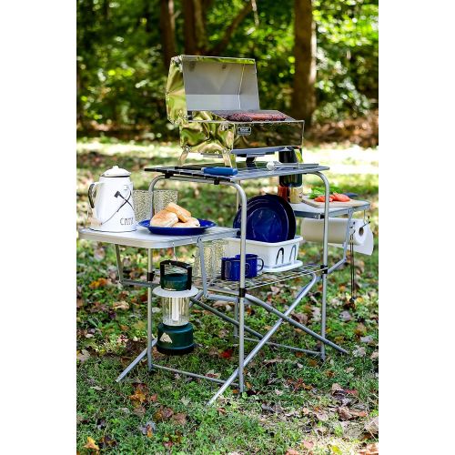  Camco Deluxe Folding Grill Table, Great for Picnics, Tailgating, Camping, RVing and Backyards; Quick Set-up and Folds Down to Only 6 Inches Tall For Convenient Storage (57293)