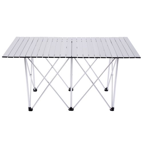  Camco Camp Solutions Aluminum Outdoor Folding Camping Table, 55.1x27.6x27.6, Compact and Easy Transport