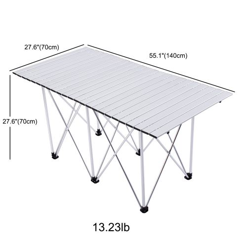  Camco Camp Solutions Aluminum Outdoor Folding Camping Table, 55.1x27.6x27.6, Compact and Easy Transport