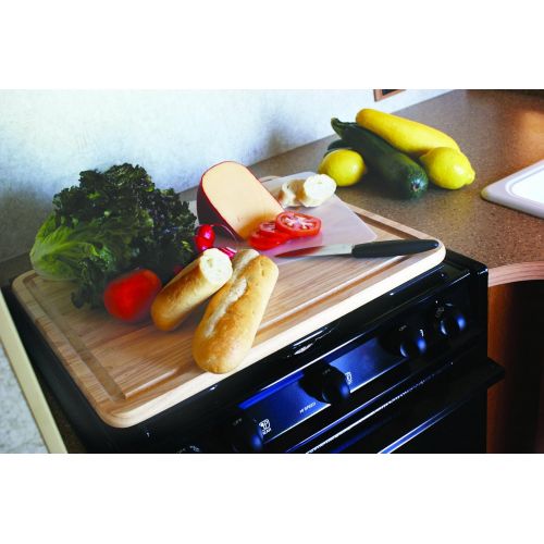  Camco 43753 A Hardwood Cutting Board and Stove Topper With Non Skid Backing, Includes Flexible Cutting Mat