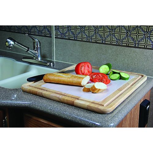  Camco 43753 A Hardwood Cutting Board and Stove Topper With Non Skid Backing, Includes Flexible Cutting Mat