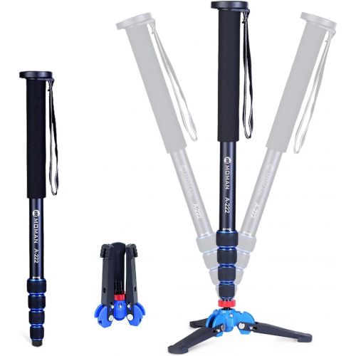  Moman Unipod Monopod Tripod for Camera DSLR Camcorder DV, Lightweight Portable Aluminum Alloy Alpenstock, Tripod Base Included, 5 Sections Up to 65 in