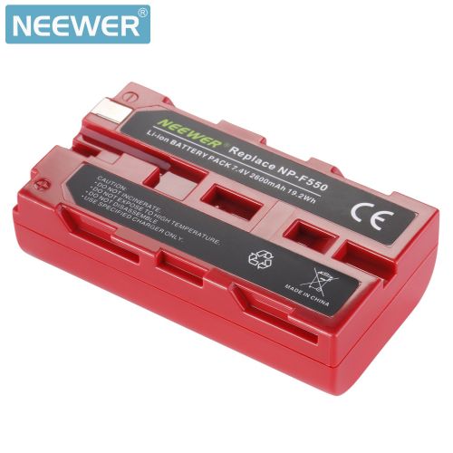 니워 Neewer 2-Pack 2600mAh Red Rechargeable Battery Replacement NP-F550 and USB Dual Charger for Sony HandyCams Neewer CN-160 CN-216 LED Light, 759 760 S7 Field Monitor Others Use NP-F5