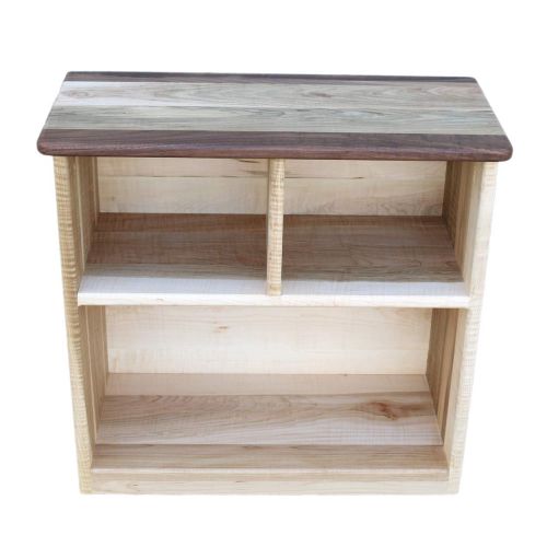  Camden Rose Simple Bookcase, Maple with Walnut Accents, Two Shelves
