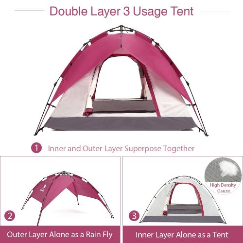  CAMEL CROWN 2-3 Person Rainproof Instant Camping Tent Automatic Waterproof Pop up Tents for Summer Outdoor Backpacking