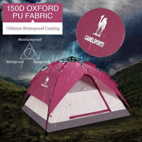  CAMEL CROWN 2-3 Person Rainproof Instant Camping Tent Automatic Waterproof Pop up Tents for Summer Outdoor Backpacking