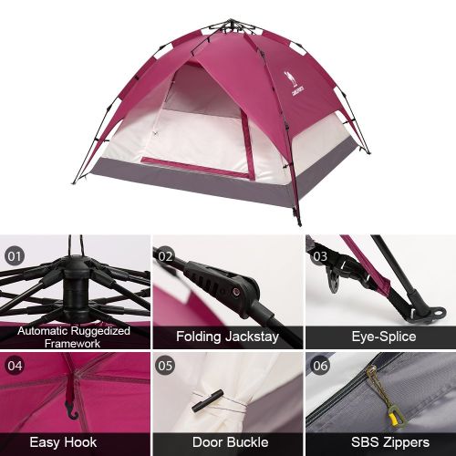  CAMEL CROWN 2-3 Person Rainproof Instant Camping Tent Automatic Waterproof Pop up Tents for Summer Outdoor Backpacking