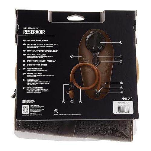  CamelBak - Mil-Spec Crux 100 oz/3.0L Long Accessory Reservoir (1944001003), Brown